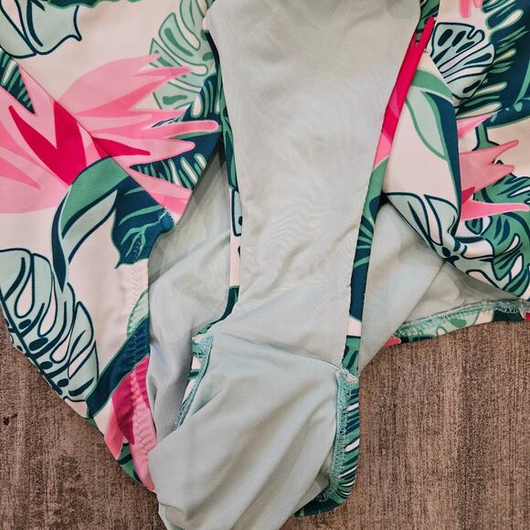 Matilda Jane Palm Tree Paradise Green/Pink Ruffle One Piece Swimsuit Size M - Picture 10 of 13